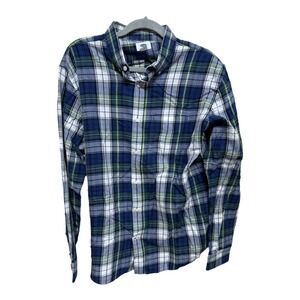 Old Navy Blue Plaid Slim Fit Flannel Button Up Size Large